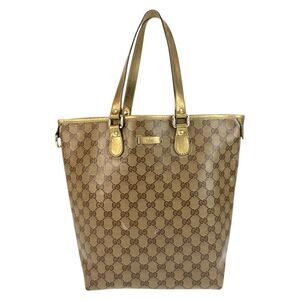 Gucci GG Crystal Tote Shoulder Bag Beige